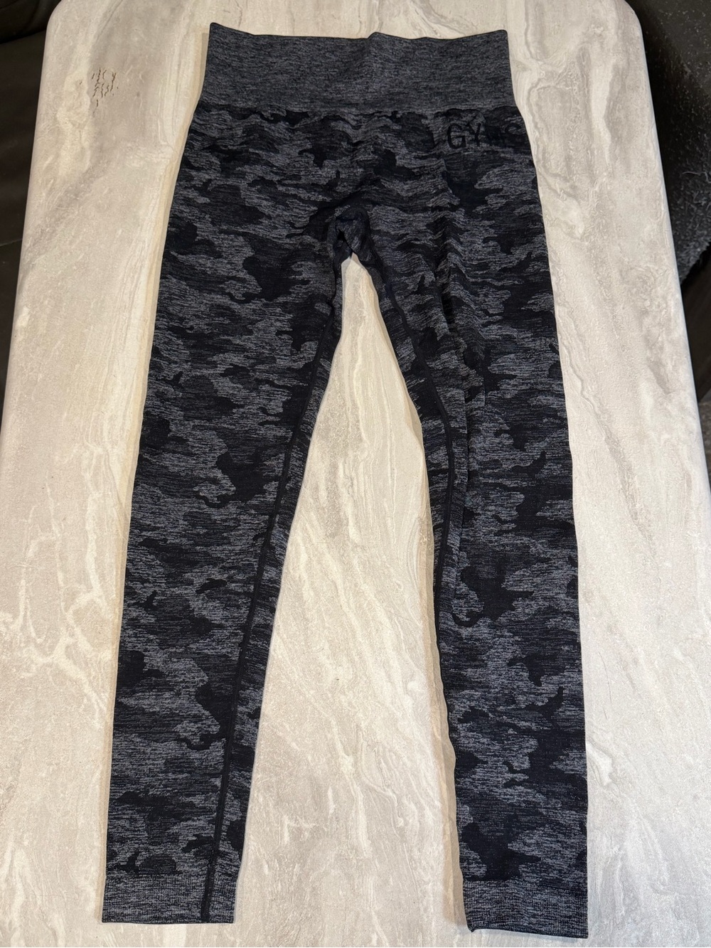 Gymshark Black & Gray Camouflage Seamless Leggings